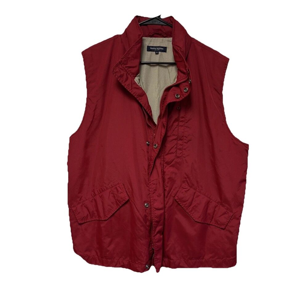 Marina Yachting Men Nylon Packed Hood Zip Gilet Vest Red Size 52 Pockets Toggle